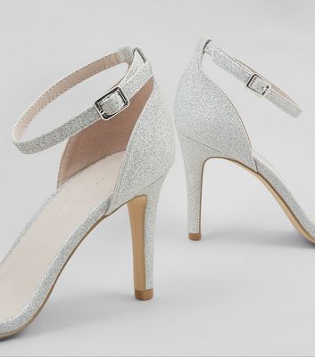 Wide fit silver glitter heels Clearance