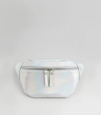 silver holographic bum bag