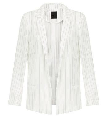 White Pinstripe Jacket New Look
