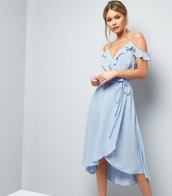 Pale Blue Cold Shoulder Midi Dress New Look