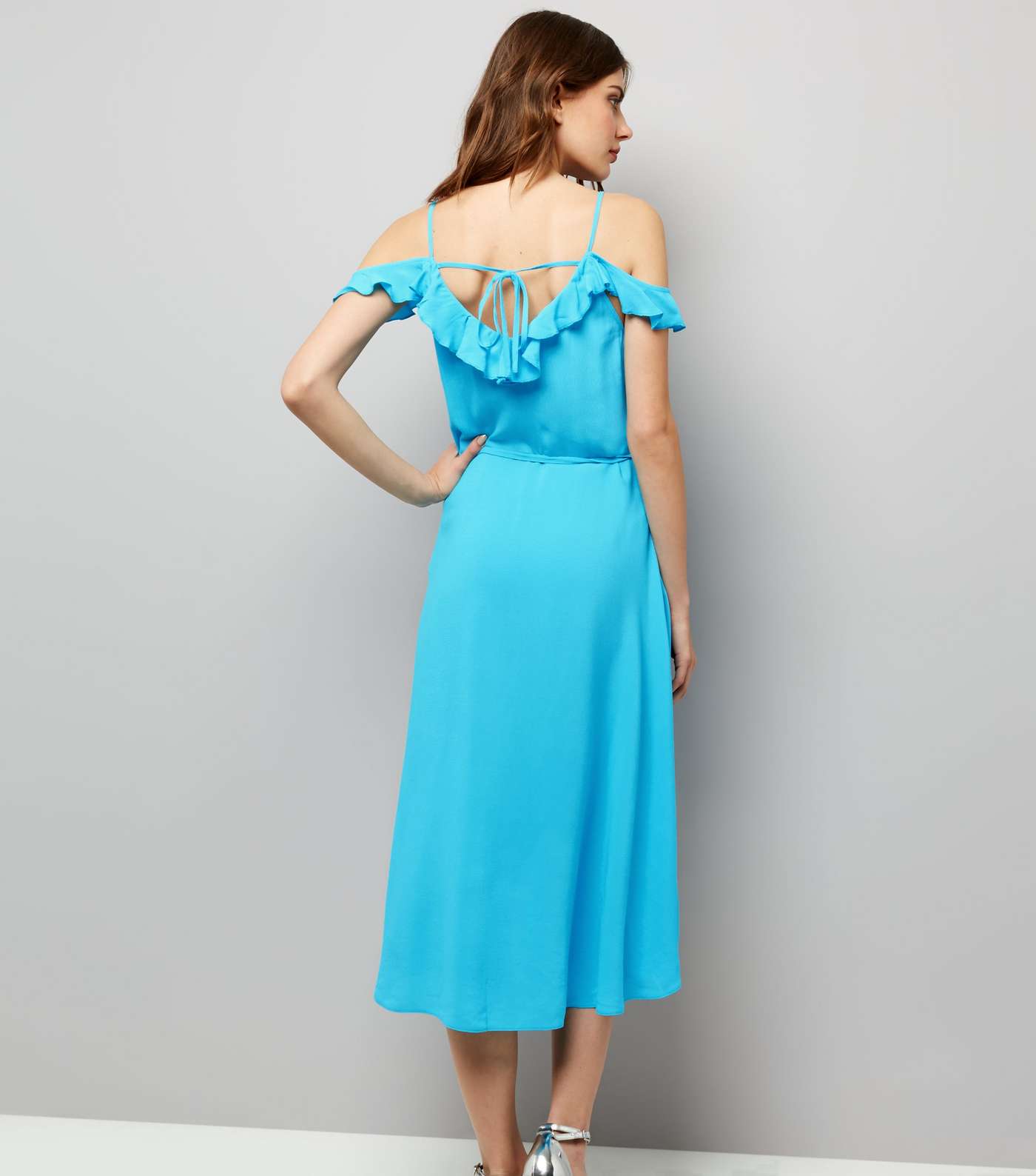 Blue Frill Trim Wrap Front Dress  Image 3