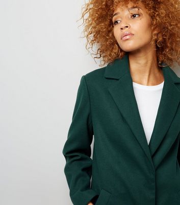 Green Longline Collared Coat New Look