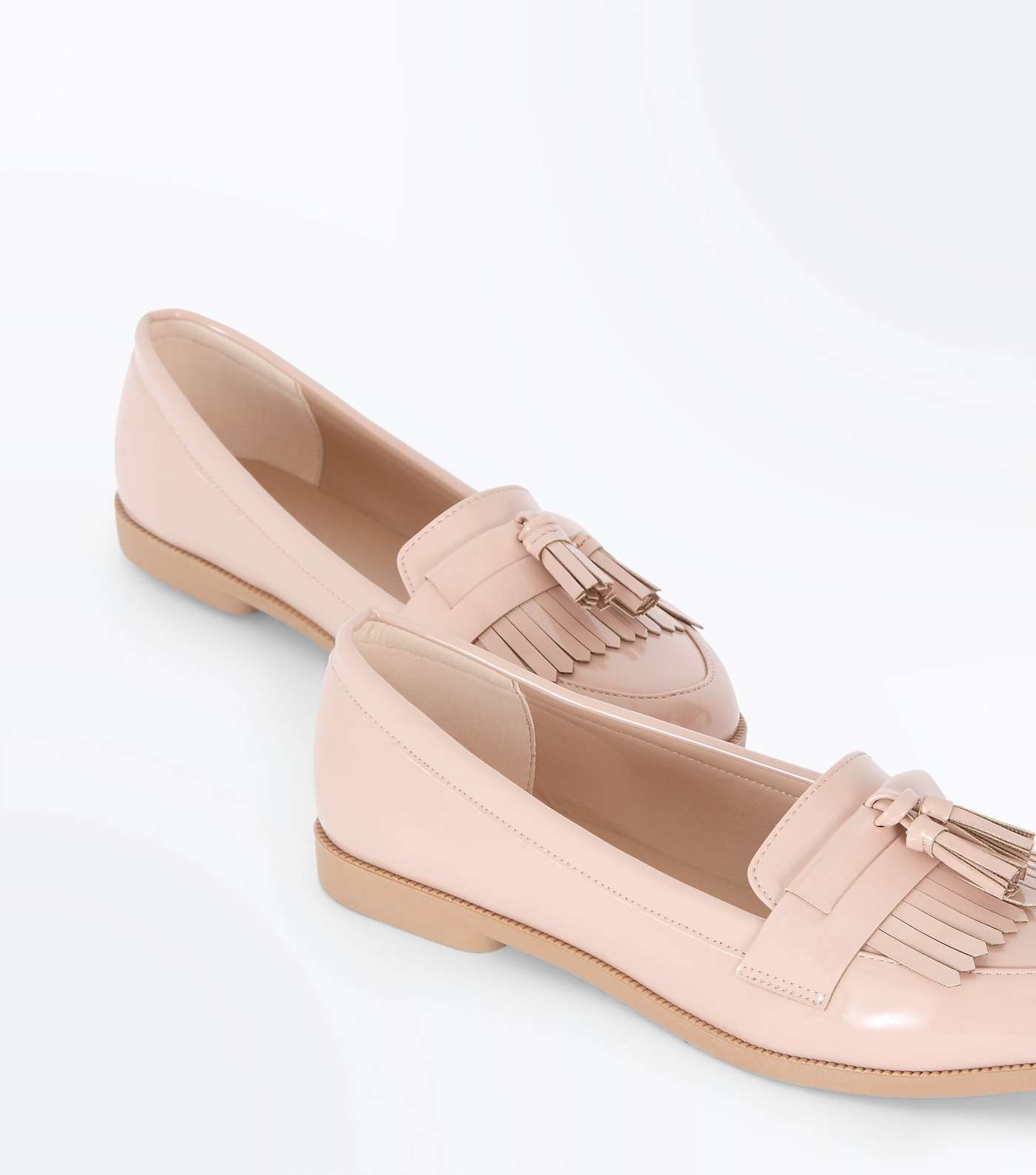 Nude Patent Fringe Front Loafers Image 4