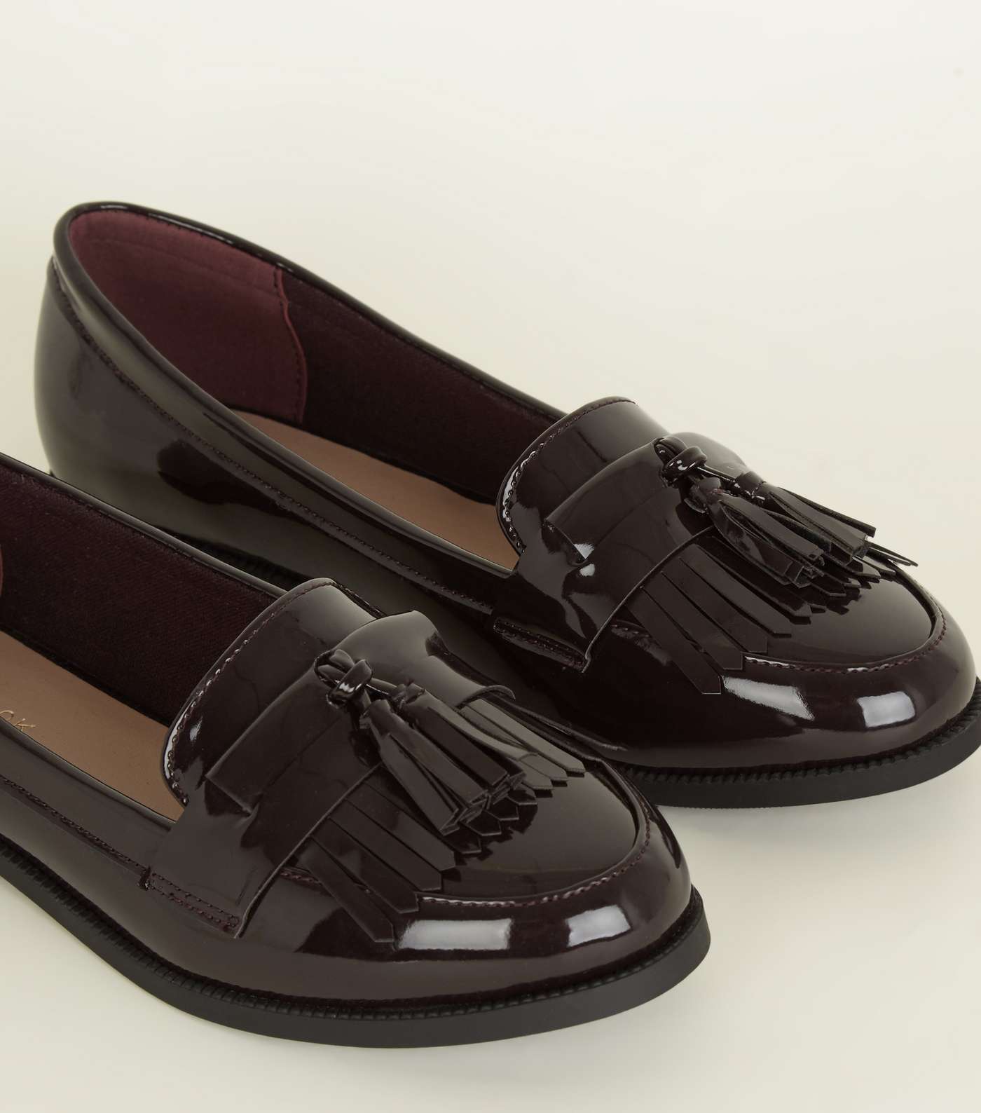 Dark Red Patent Fringe Front Loafers Image 3