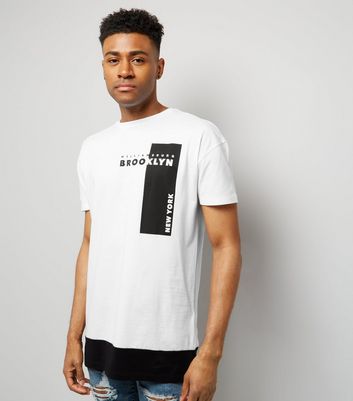 White Graphic Print Longline T-Shirt New Look