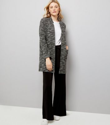 Charcoal Brushed Jersey Longline Jacket New Look