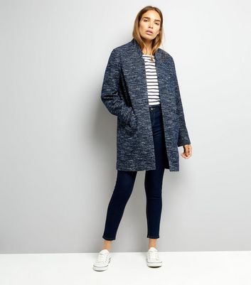 Navy Brushed Jersey Longline Jacket New Look