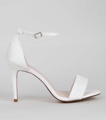 Ivory Satin Lace Ankle Strap Heels 