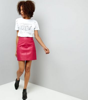 pink leather skirts