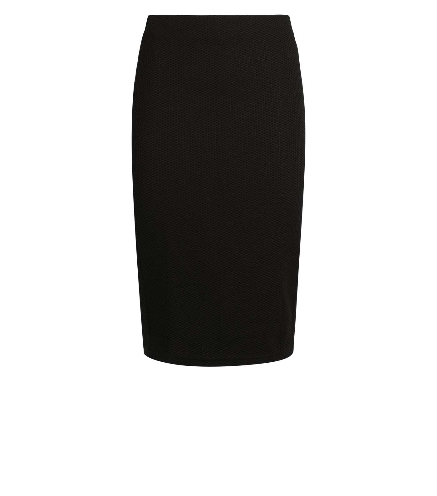 Black Textured Pencil Skirt Image 4