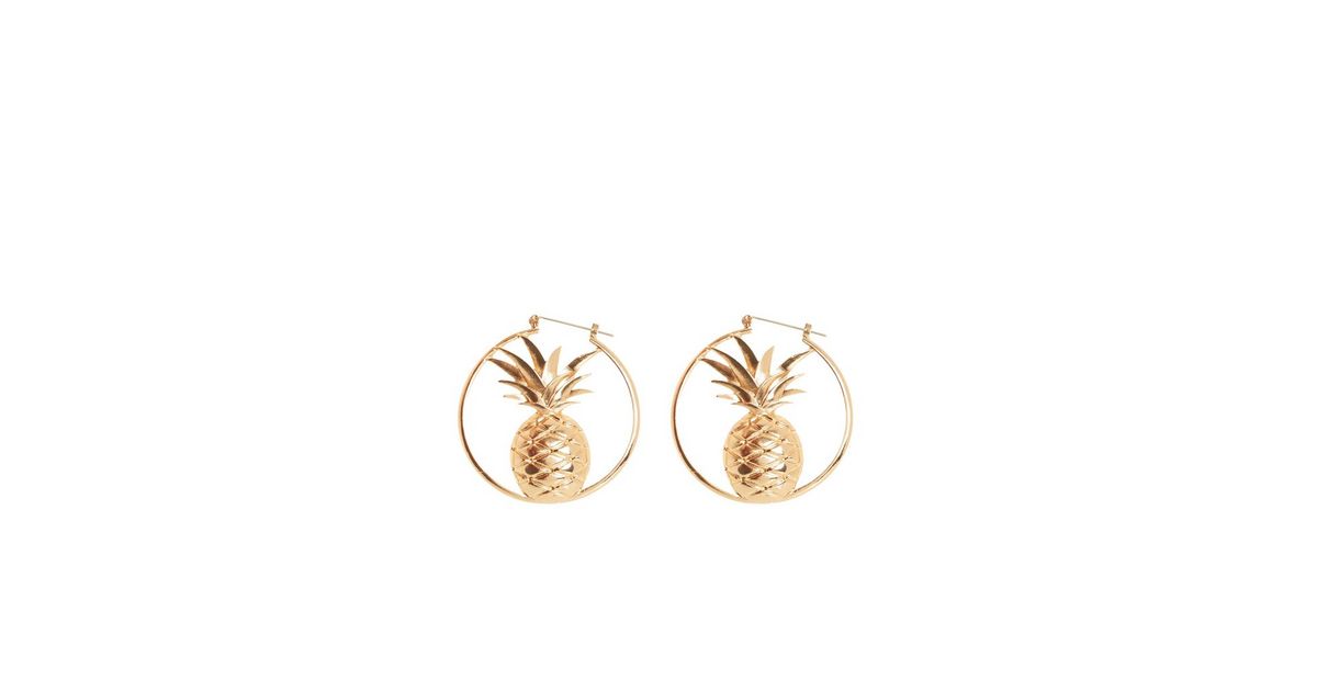Gold Pineapple Hoop Earrings New Look
