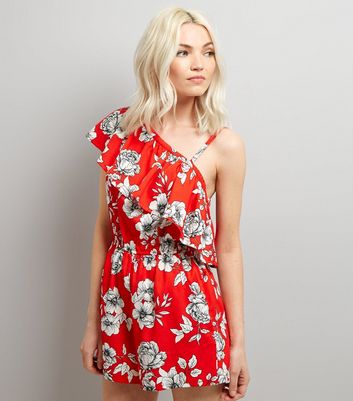 red playsuit new look