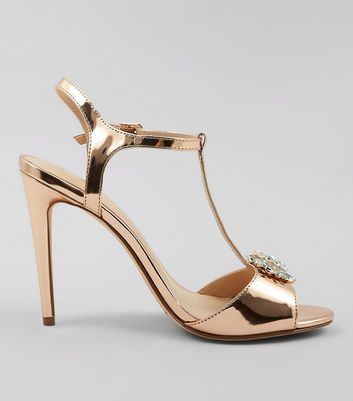 new look gold heeled sandals
