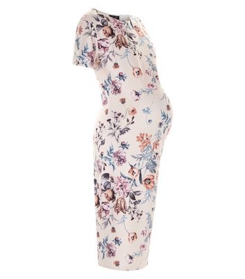 Maternity Pink Floral Print Bodycon Dress New Look