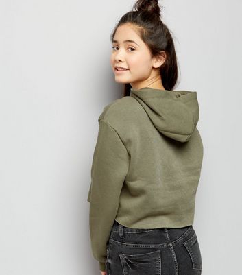 khaki cropped hoodie