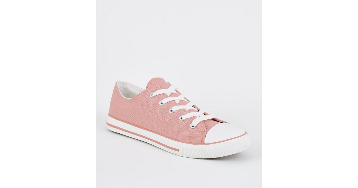 Pink Canvas Stripe Sole Trainers | New Look