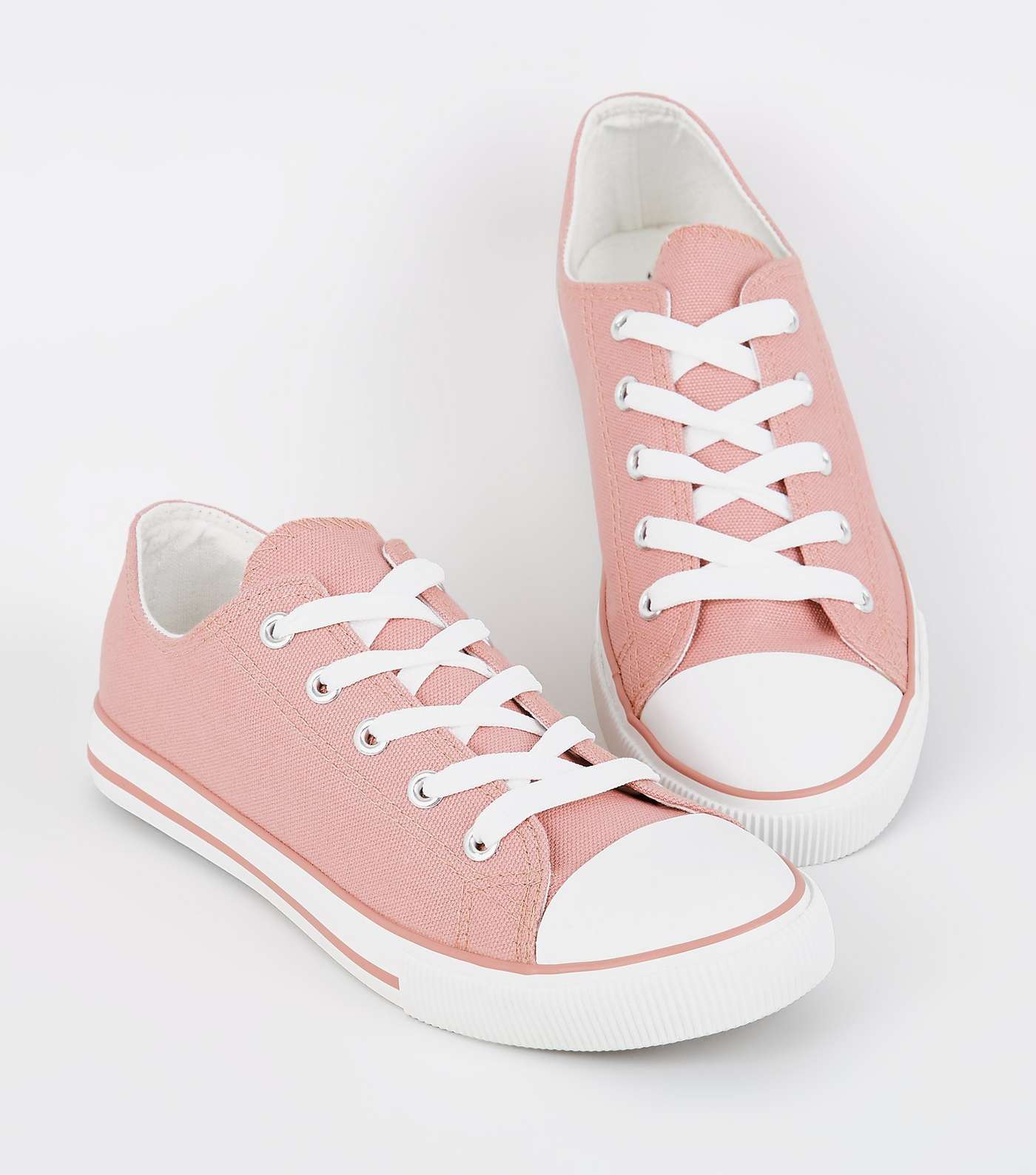 Pink Canvas Stripe Sole Trainers Image 4