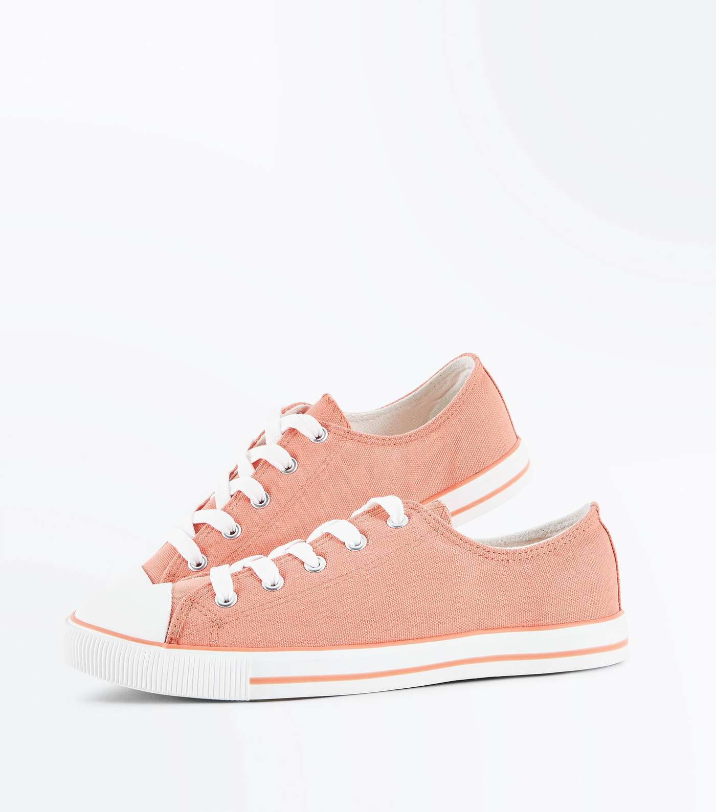 Coral Canvas Stripe Sole Trainers Image 3