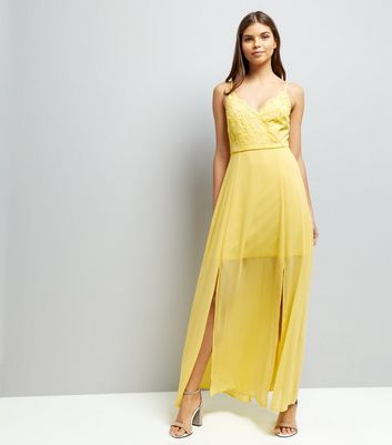 Yellow Lace V Neck Maxi Dress New Look