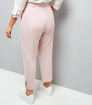 womens pink cropped trousers