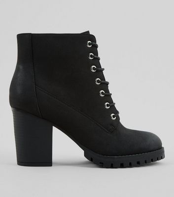 lace up heeled biker boots