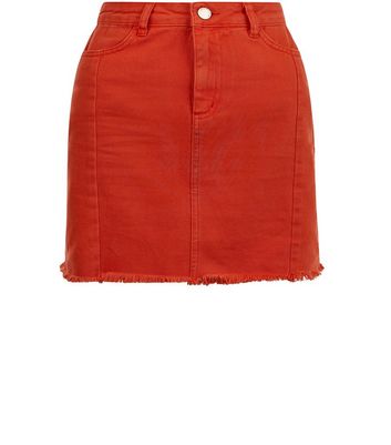 new look red denim skirt