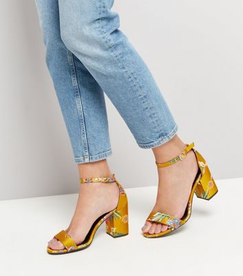 Yellow floral clearance heels