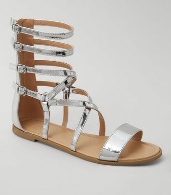 silver gladiator sandals