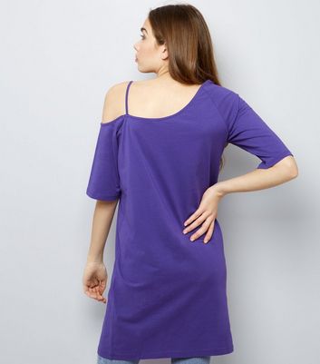 Dark Purple Asymmetric Jersey Tunic New Look