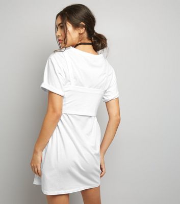 white corset t shirt dress