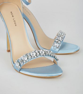 Amazon.com | MNSSRN Women's Wedding Shoes Satin Sandals, Summer High Heel  Sandals Rhinestone Crossover Ankle Strap High Heel Mid Heel Bridal Shoes, Blue,5 | Heeled Sandals