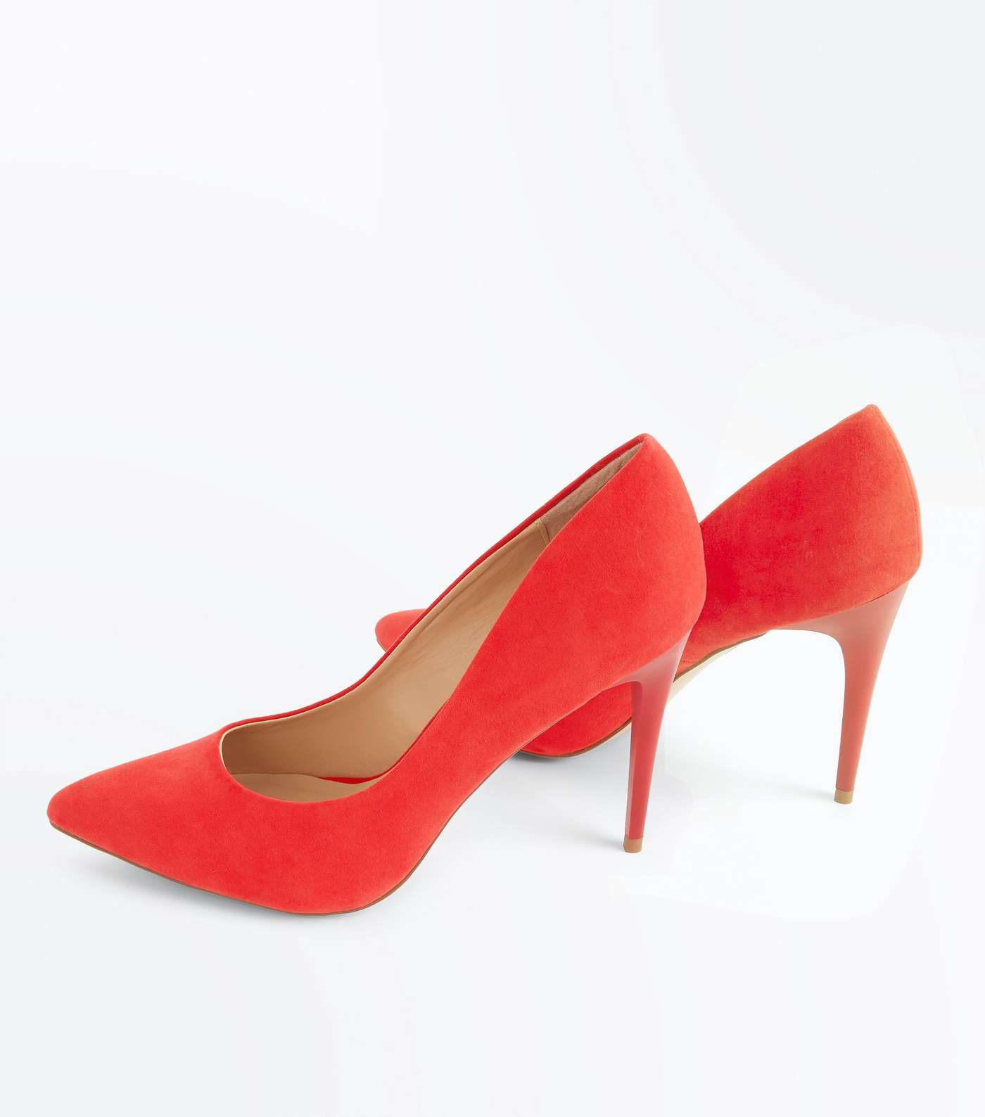 Red Suedette Pointed Court Shoes Image 4