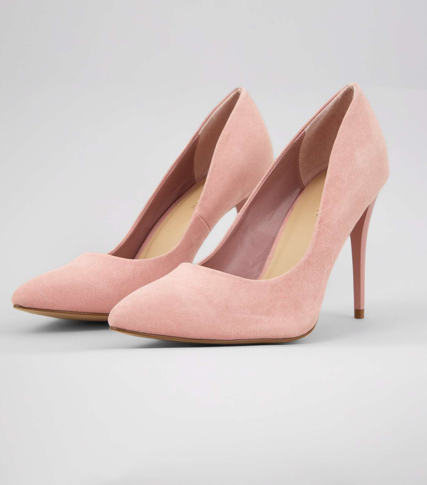 Pink Suedette Pointed Court Shoes Image 4