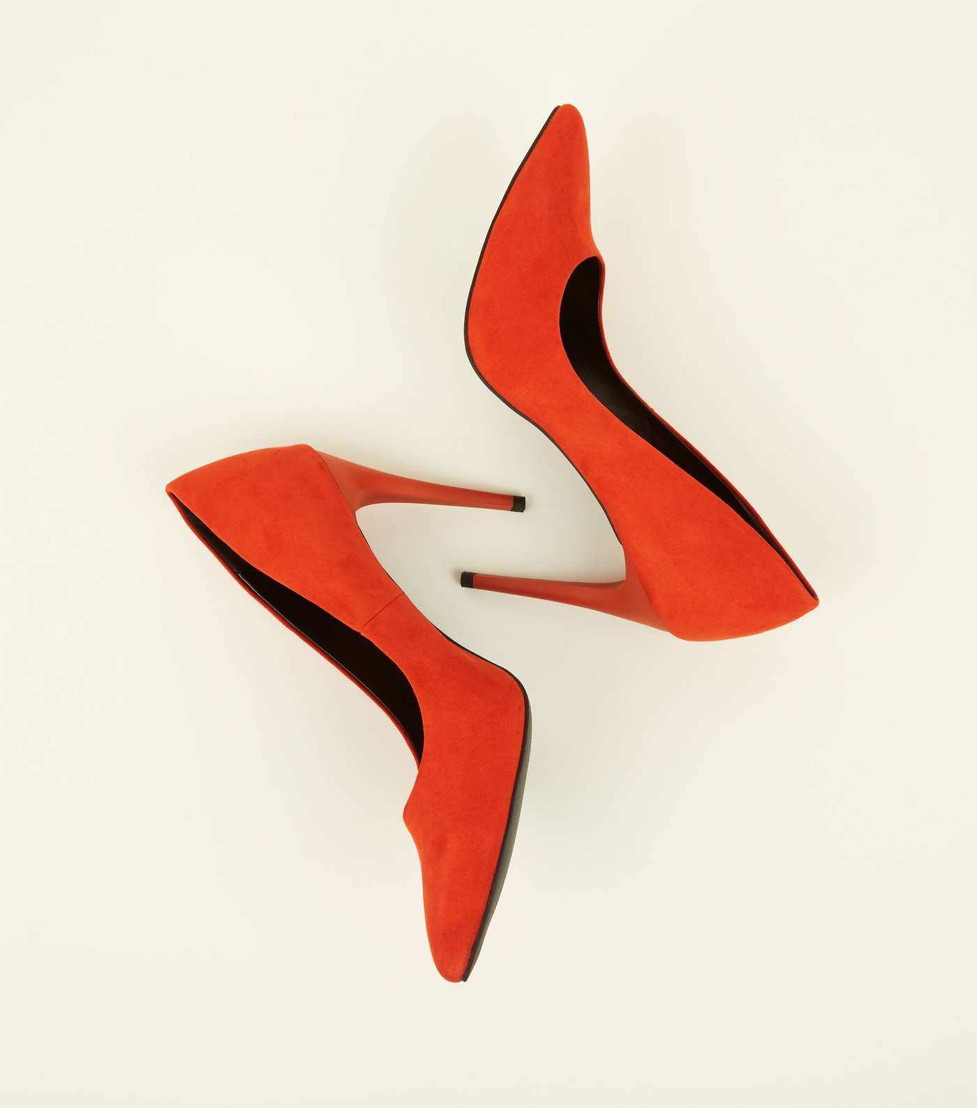 Orange Suedette Pointed Court Shoes Image 4