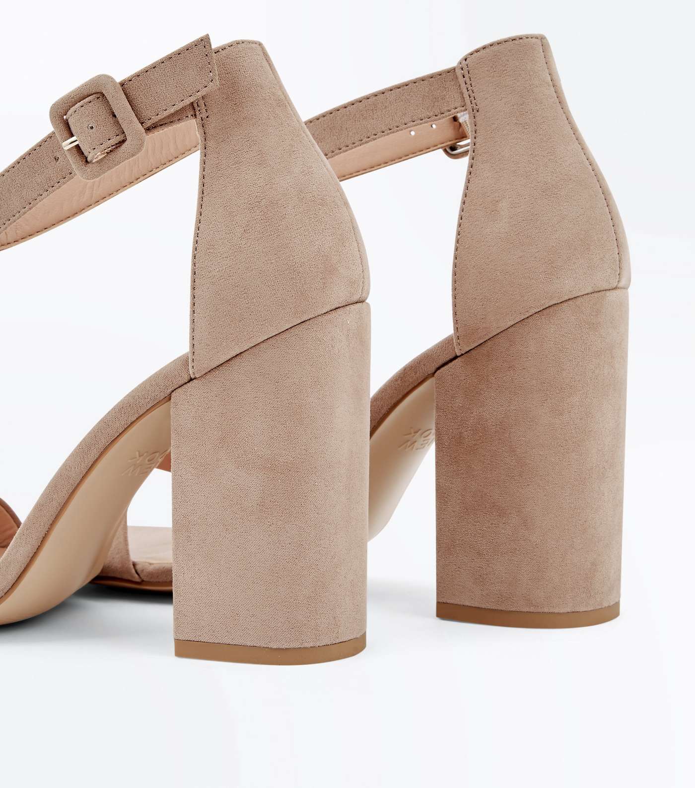 Light Brown Suedette Barely There Block Heels Image 4