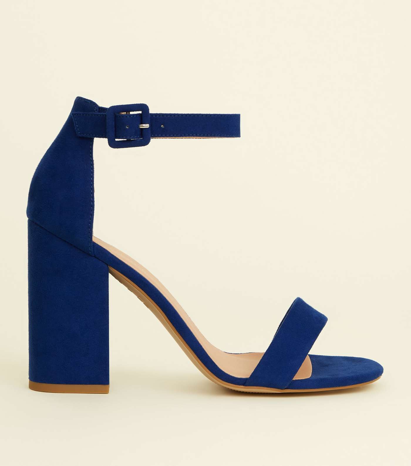 Bright Blue Suedette Barely There Block Heels