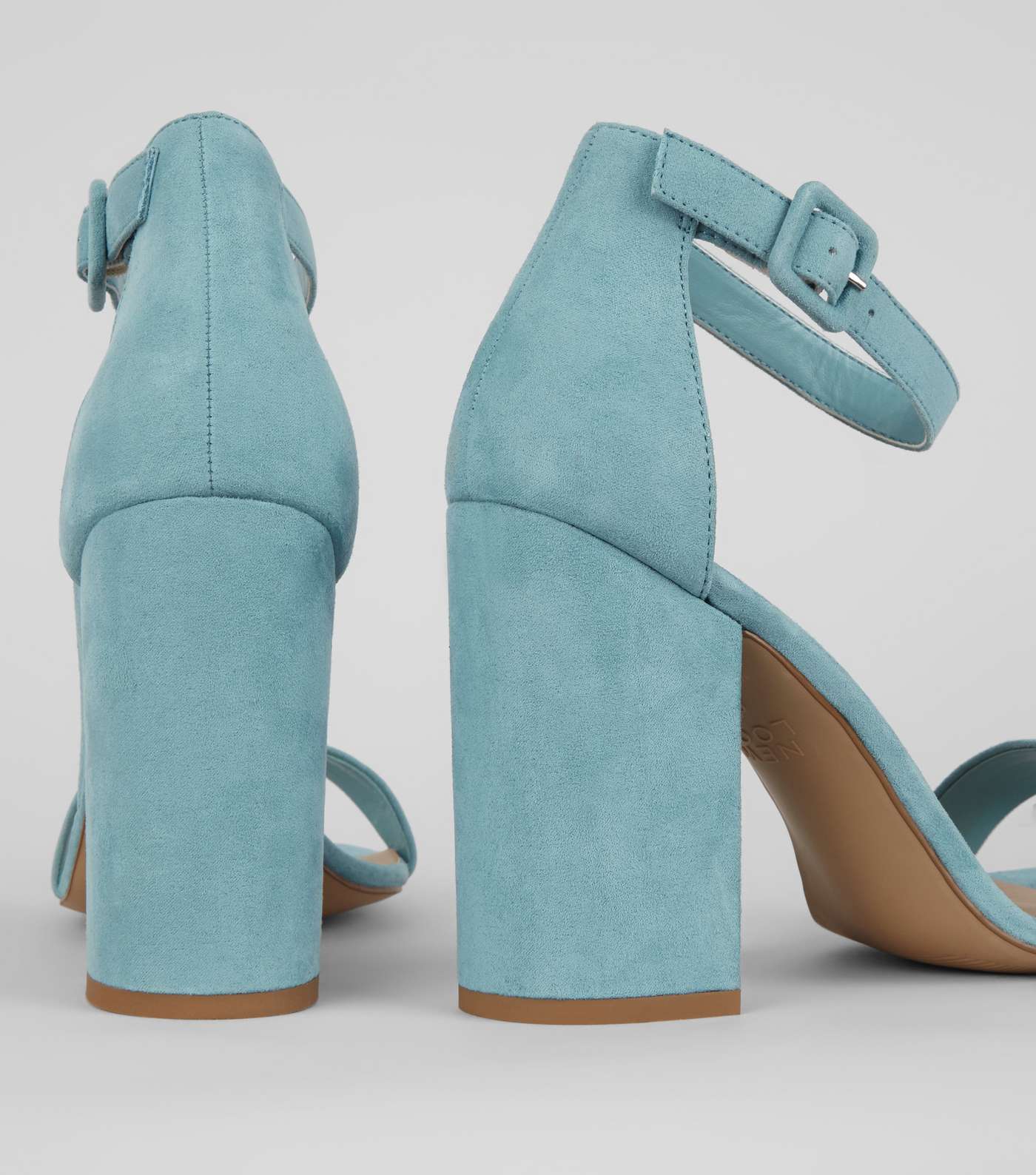 Pale Blue Suedette Barely There Block Heels Image 4