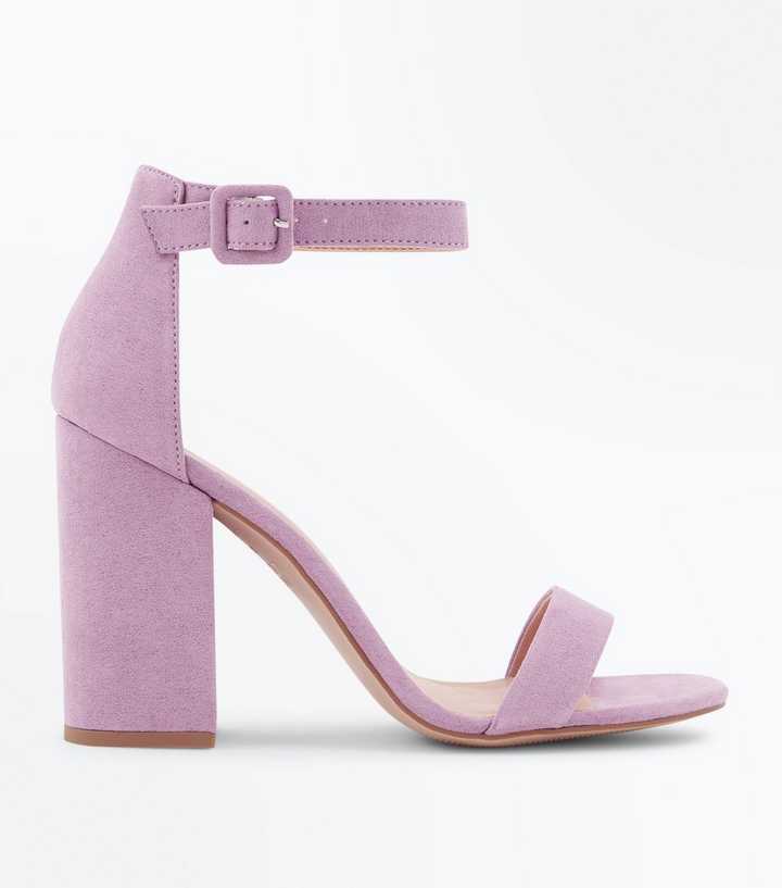 Lilac Suedette Barely There Block Heels