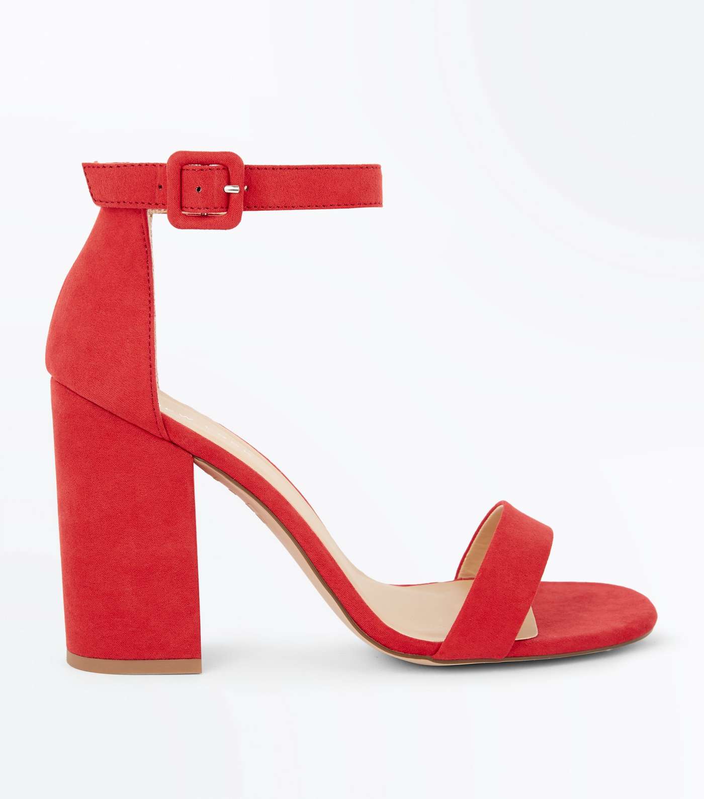 Red Suedette Barely There Block Heels