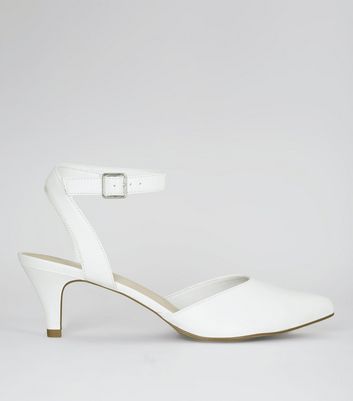 wide fit white low heel shoes
