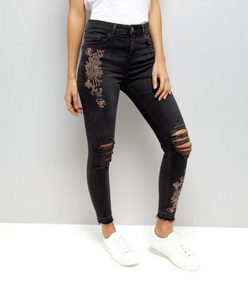 new look black ripped jenna jeans