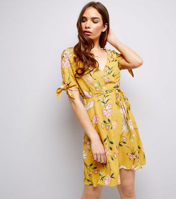 new look yellow wrap dress