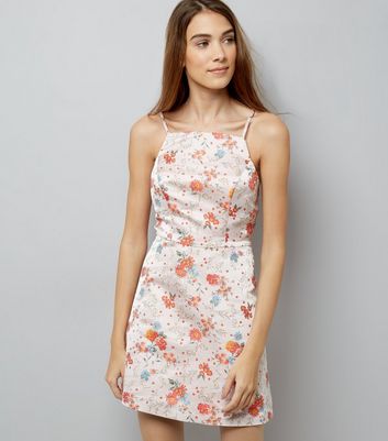 Pink Floral Jacquard Mini Dress New Look