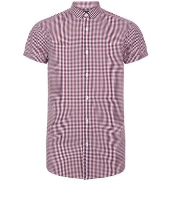 Red Gingham Short Sleeve Shirt New Look