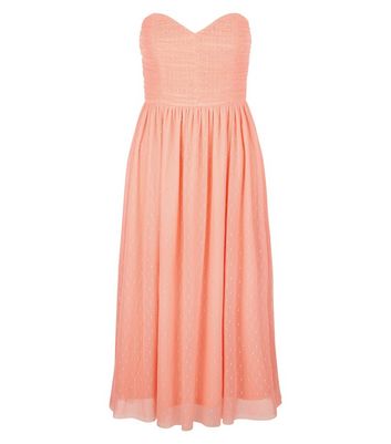 Coral Premium Mesh Bandeau Dress New Look