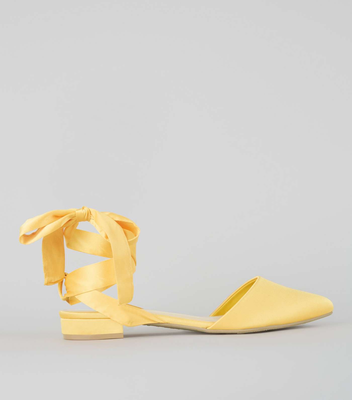 Wide Fit Yellow Satin Ankle Tie Sandals