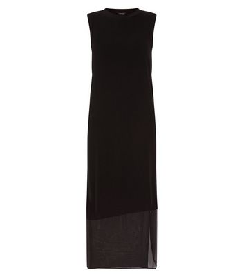 Black Sleeveless Split Side Midi Dress New Look