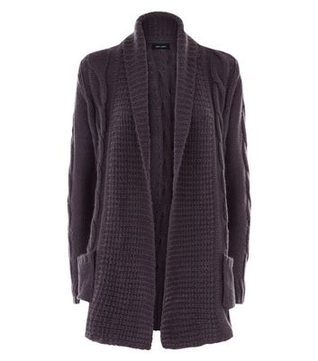 new look grey cable knit cardigan