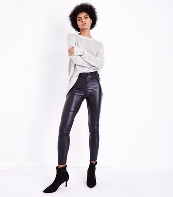 womens high waisted leather jeans