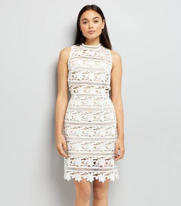 White Premium Lace Sleeveless Bodycon Dress New Look